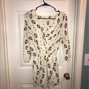 White Tribal Print Romper