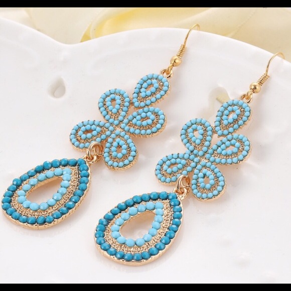 Crystal Beads Pearls Vintage Trendy Earrings - Picture 2 of 3