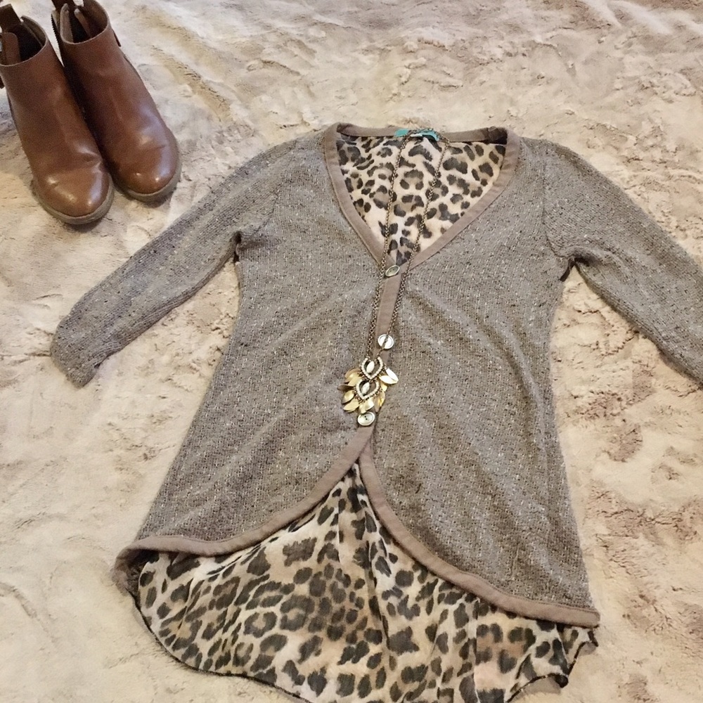 Women's cheetah print back cardigan