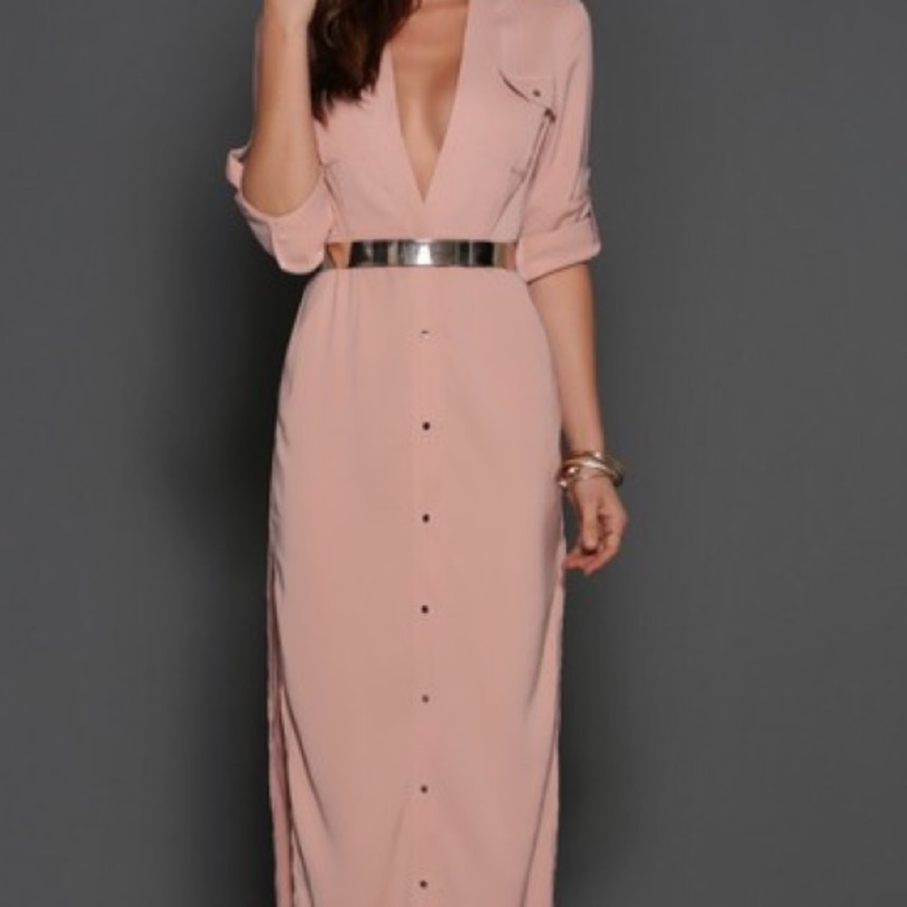 Runaway The Label Maxi Shirt Dress, Dusty Pink