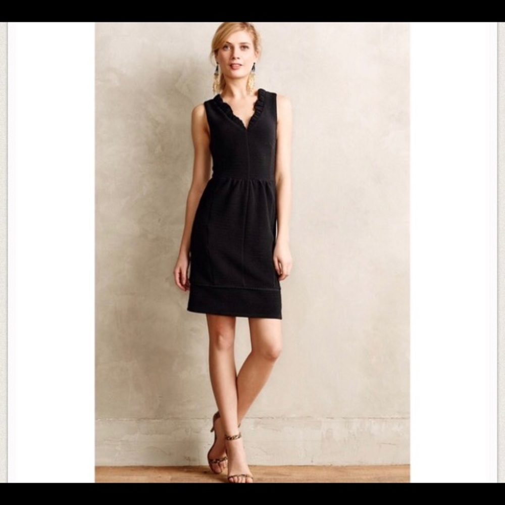 Anthropologie Maeve Ruffled Ottoman Dress Black M