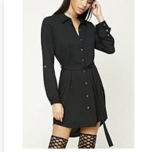 Black Belted Shirt Dress