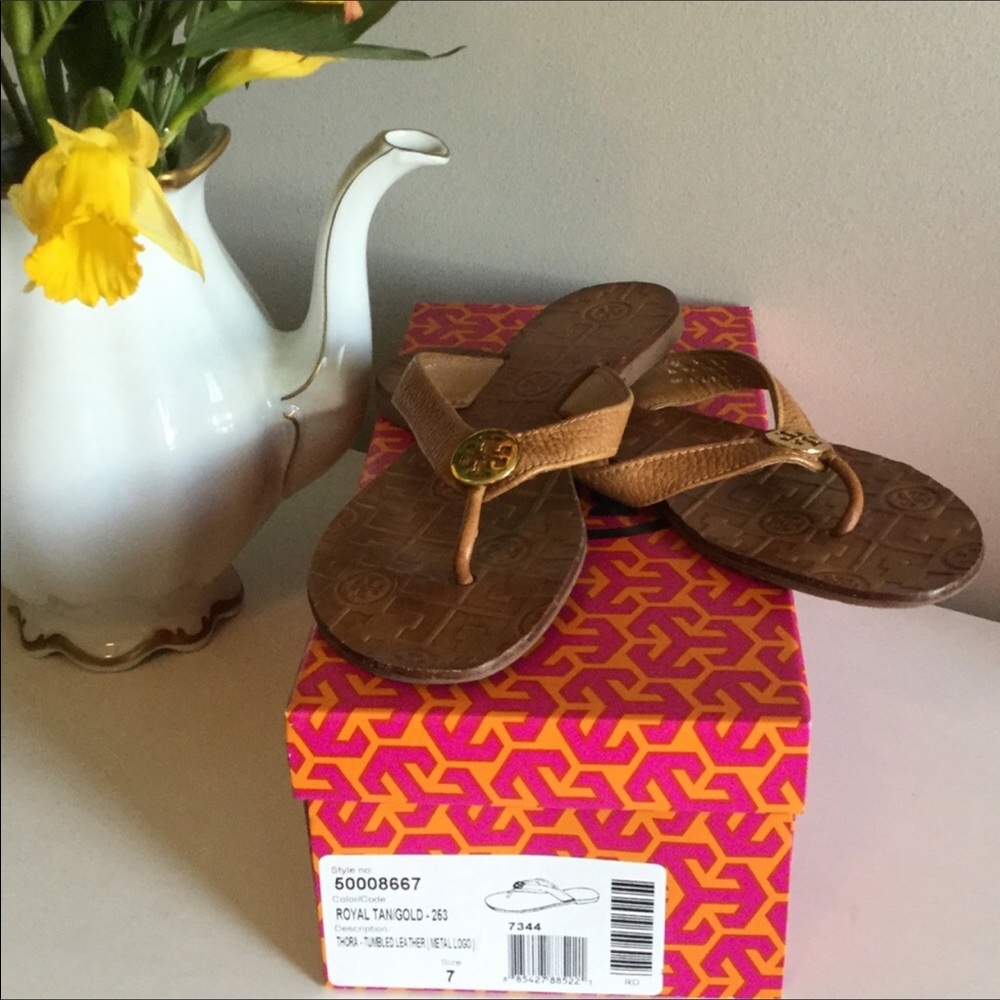 Tory Burch leather flip flops
