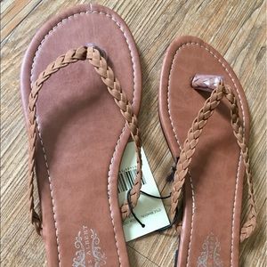 Brown braided sandals