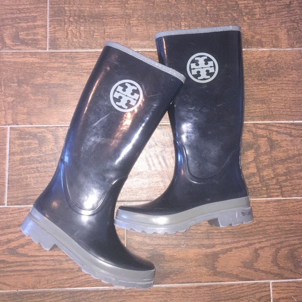 Tory Burch logo rain boots