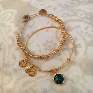 Alex & Ani Adjustable Gold Charmed bracelets (2)