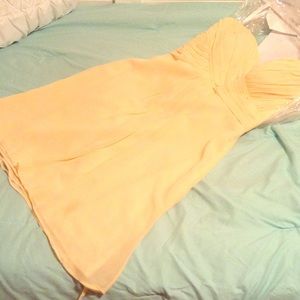 Bridesmaid dress, canary yellow bill levkoff