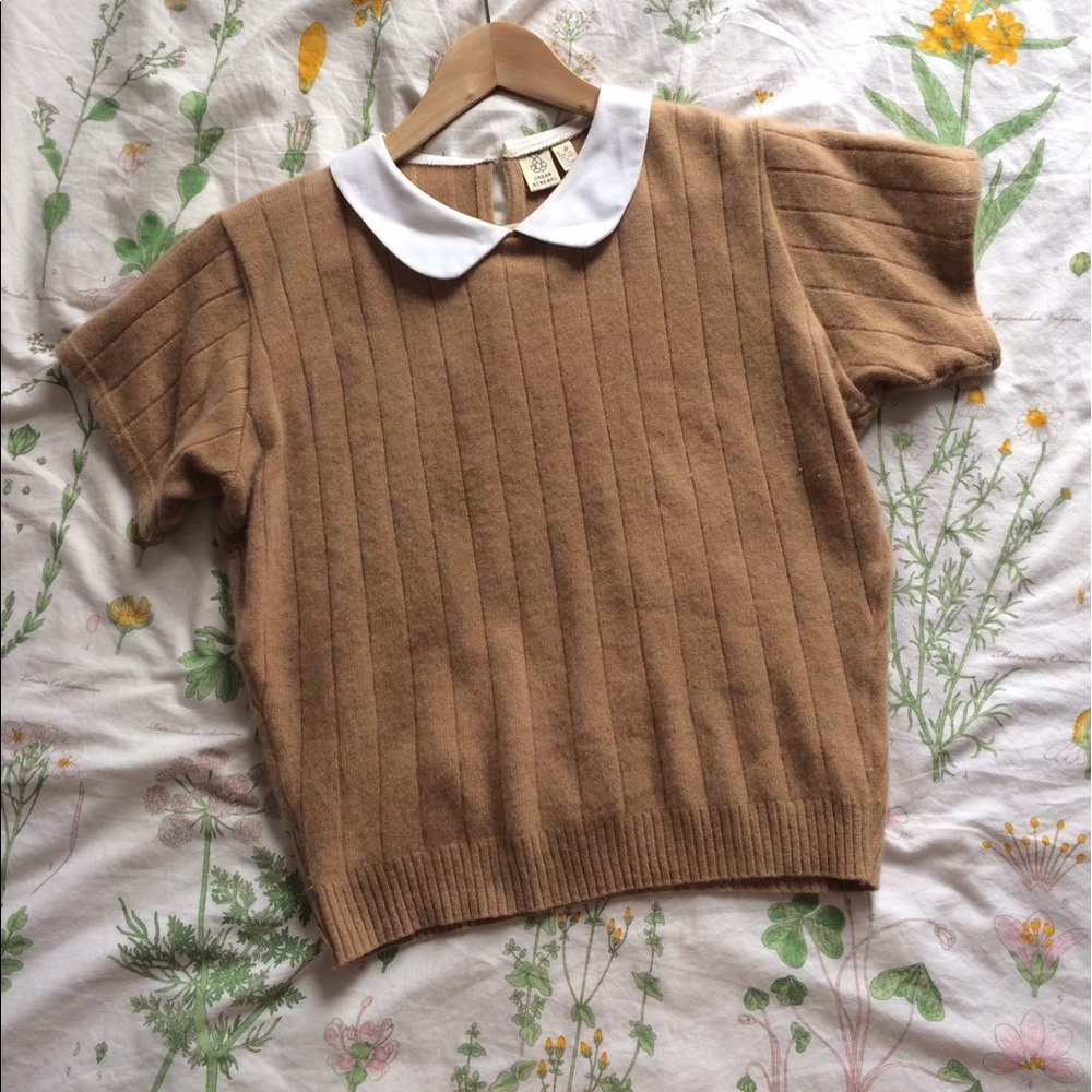Cashmere Peter Pan Collar short sleeve Sweater top