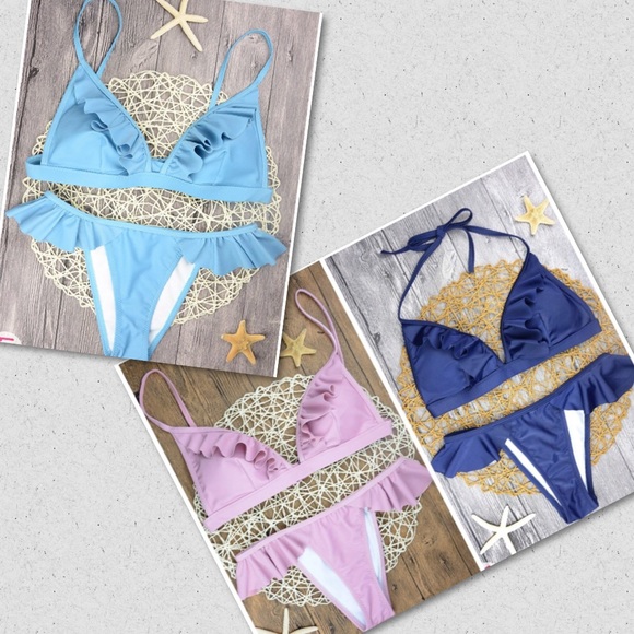 LAST ONE Blue(L) Left🦞Ruffle Bikini - Picture 2 of 4