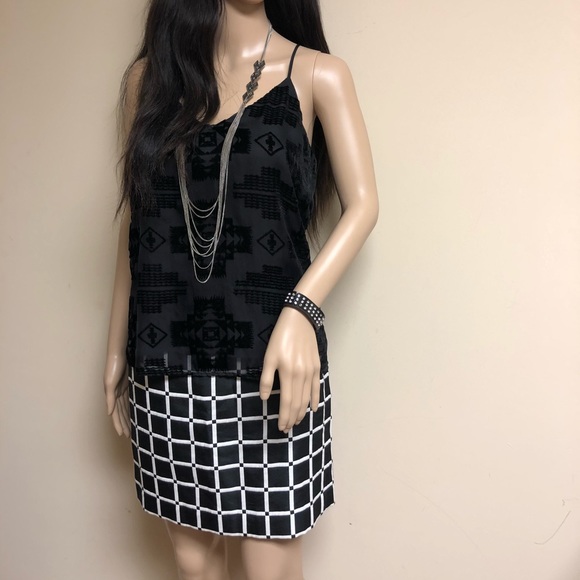 NEW ANN TAYLOR GEOMETRIC PRINT BLACK SKIRT SZ 0 - Picture 1 of 6