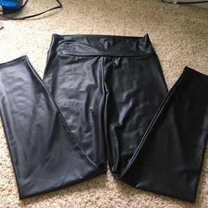 High waisted faux leather leggings