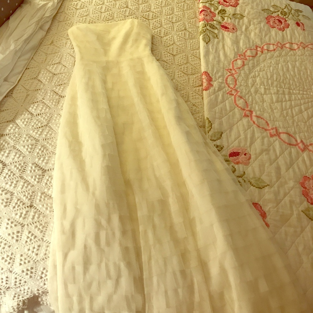 BCBG Toole Layered Strapless Wedding Gown