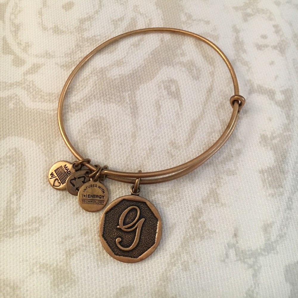 Alex & Ani Gold "G" initial charm bracelet