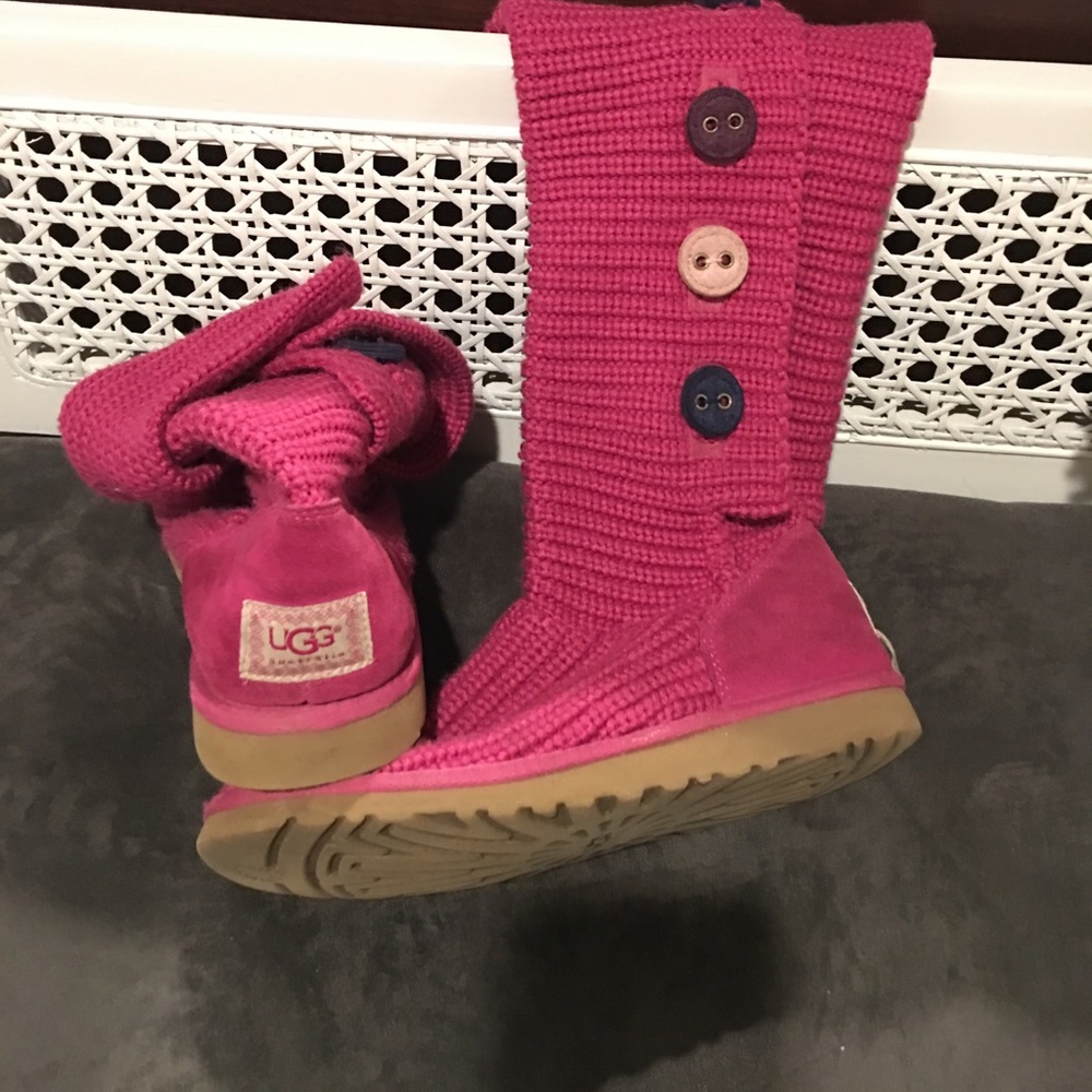 Hot Pink UGG tall/fold down boots with buttons