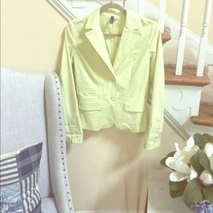 H&M blazer in a light lime color.