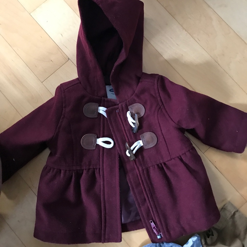 Burgundy girl's old navy jacket 3-6 months