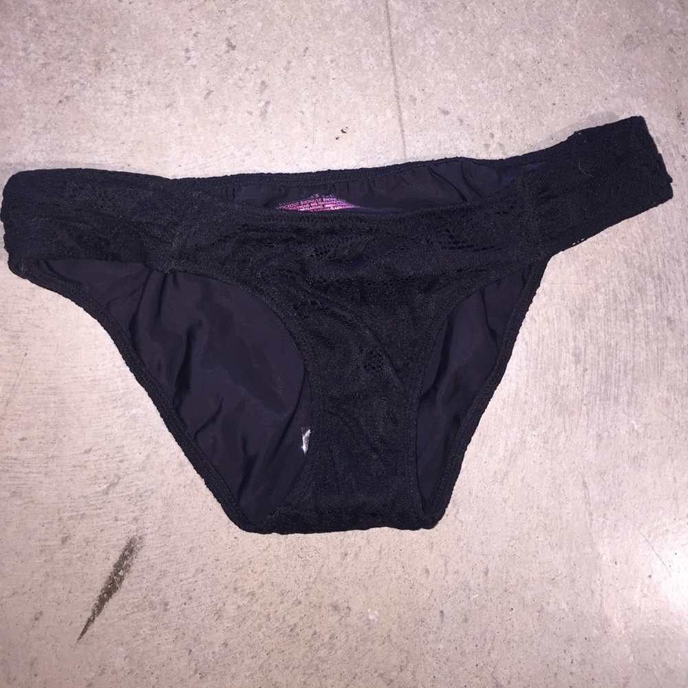 victoria's secret mesh detail black bikini bottom