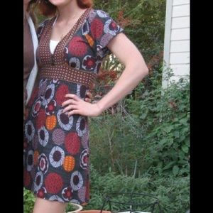 Kimichi Blue flutter sleeve multi-patterned dress