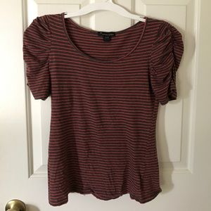Forever 21 striped rouched sleeve blouse