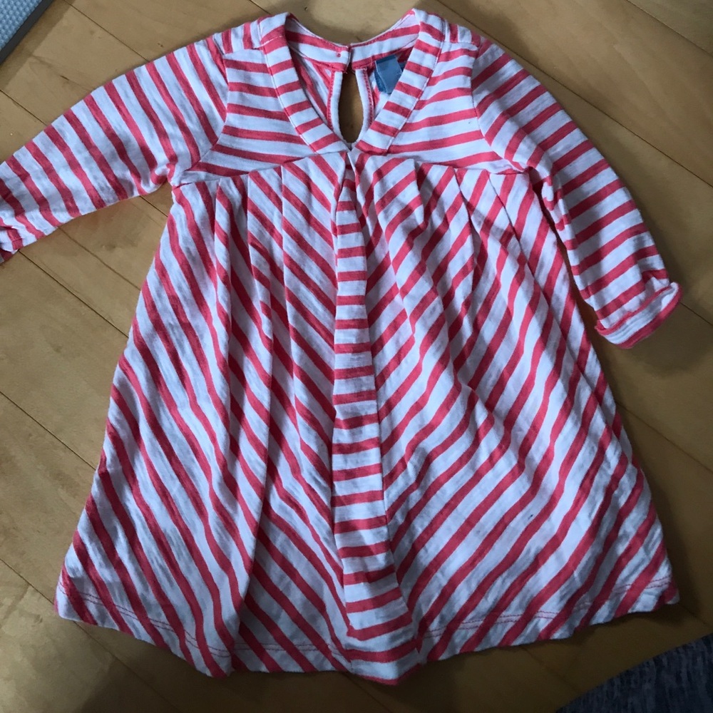 Coral and White striped Gap dress 6-9M