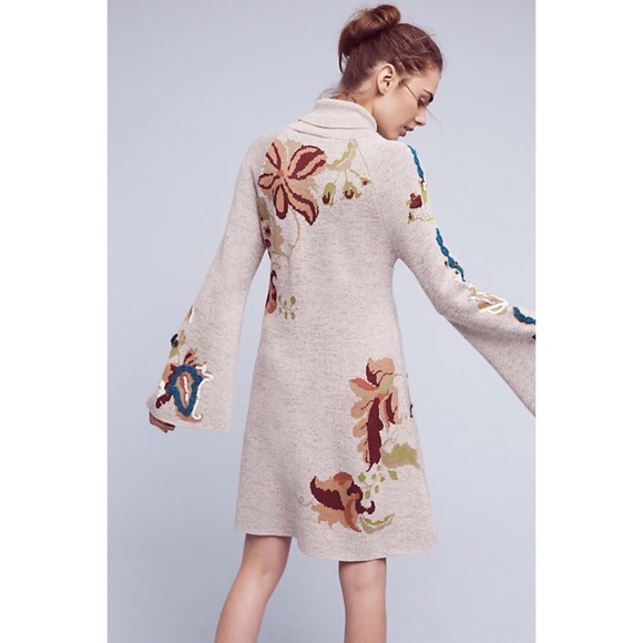 NWT Anthropologie Embroidered Petals Swing Dress - Picture 4 of 4