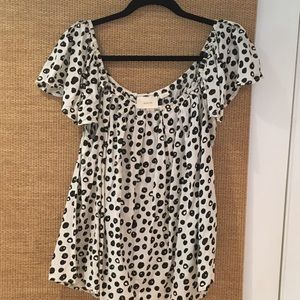 Anthropologie polkadot off the shoulder blouse L