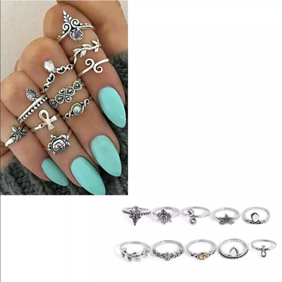 10 PIECE BOHO RING SET - Picture 2 of 2