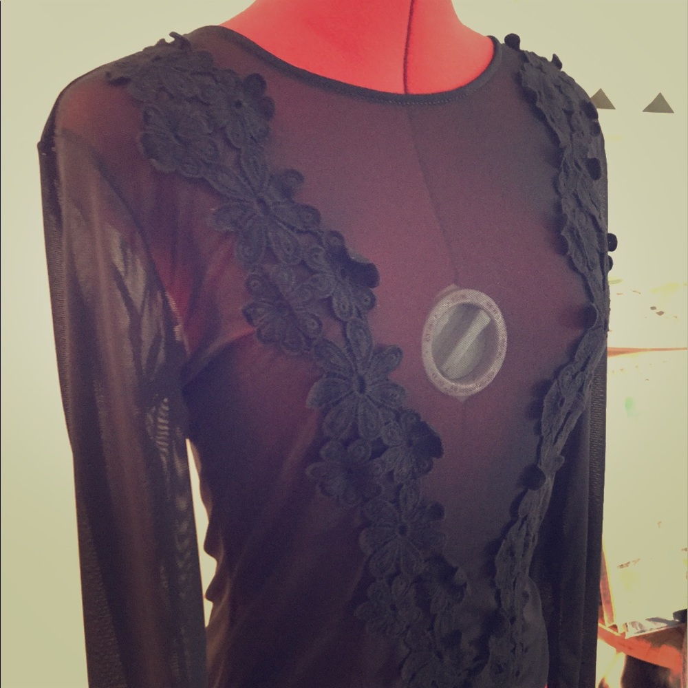 Long Sleeve Mesh Rose Leotard