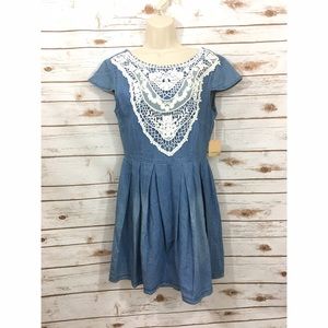 Lace and denim dress