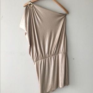 Cache gold one shoulder dress