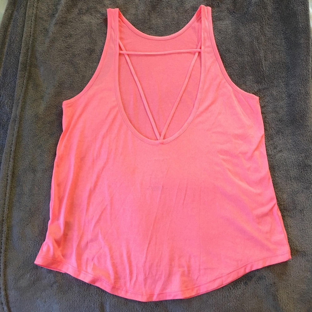 Aeropostale neon pink open back tank size small