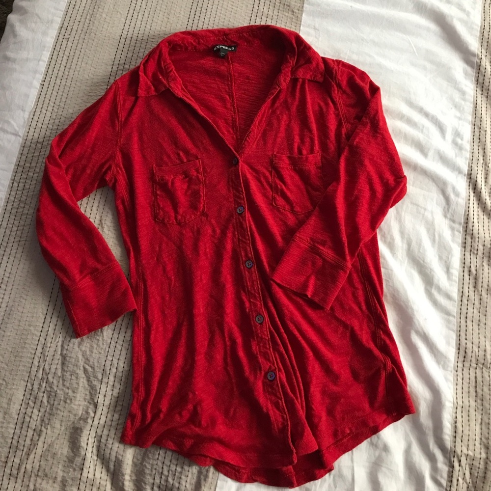 Red Express Button Up