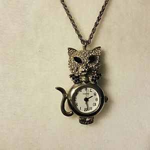 Cat watch necklace