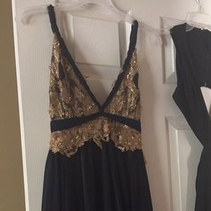 Navy and gold prom dress