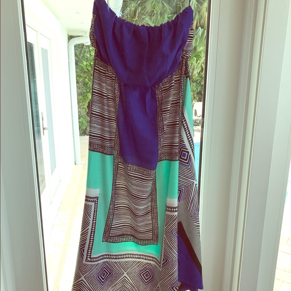 NWOT ROXY STRAPLESS ASYMETRICAL MAXI DRESS