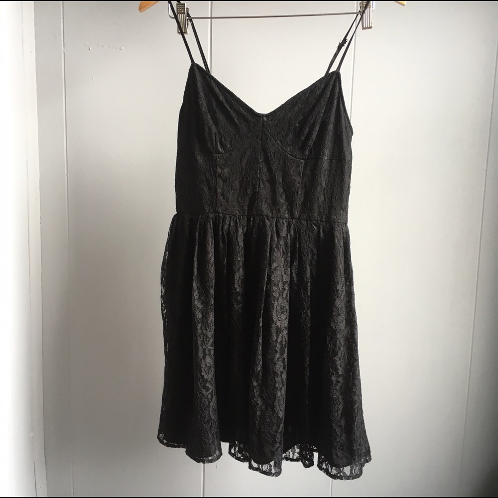 Pins & Needles Strappy Lace Black Dress