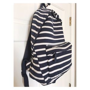 Navy and White Striped Backpack