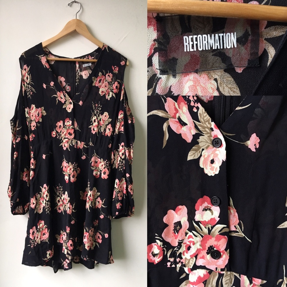 Reformation Floral Dress with Open Shoulders
