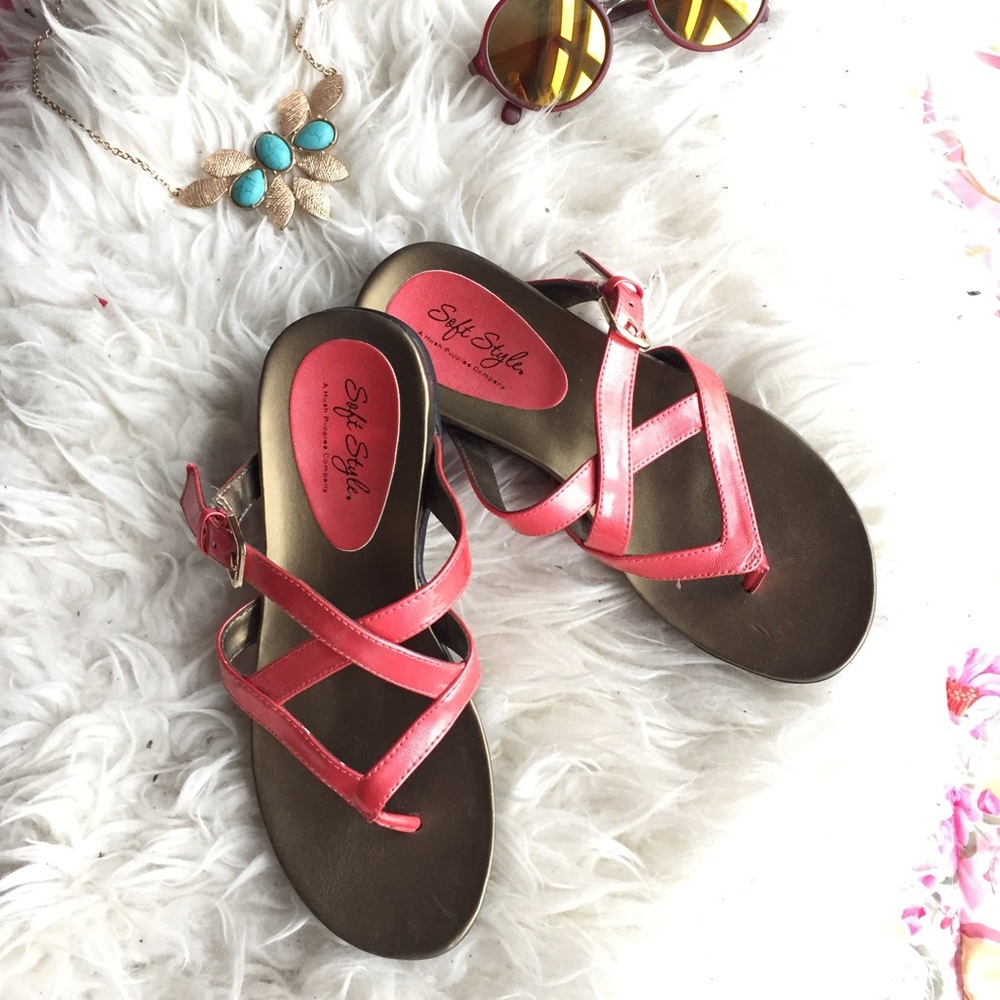 Pink strappy sandals