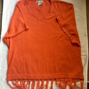 NWOT Neauveaux Burnt orange Knit tassel sweater, L