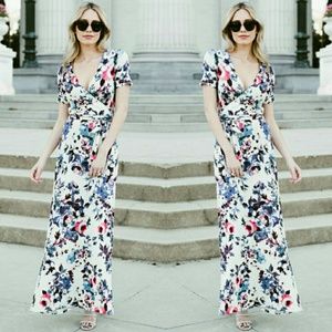 Vera Maxi Wrap Dress Flower Medium