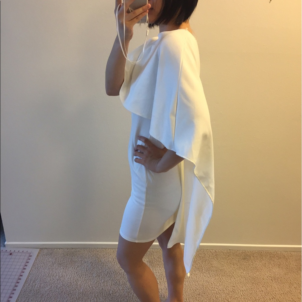 White Cape Dress in Bodycon Size L