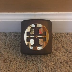 Gold and wood Tory Burch wide cuff bracelet