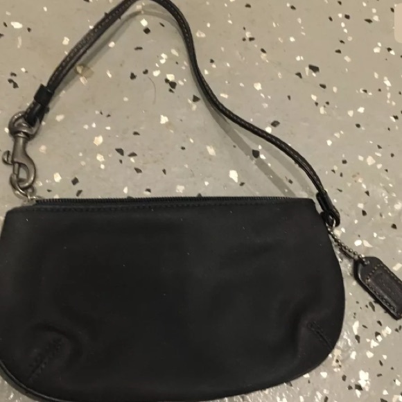 Coach Handbags - COACH BLACK NYLON WRISTLET SIGNATURE LOGO INTERIOR