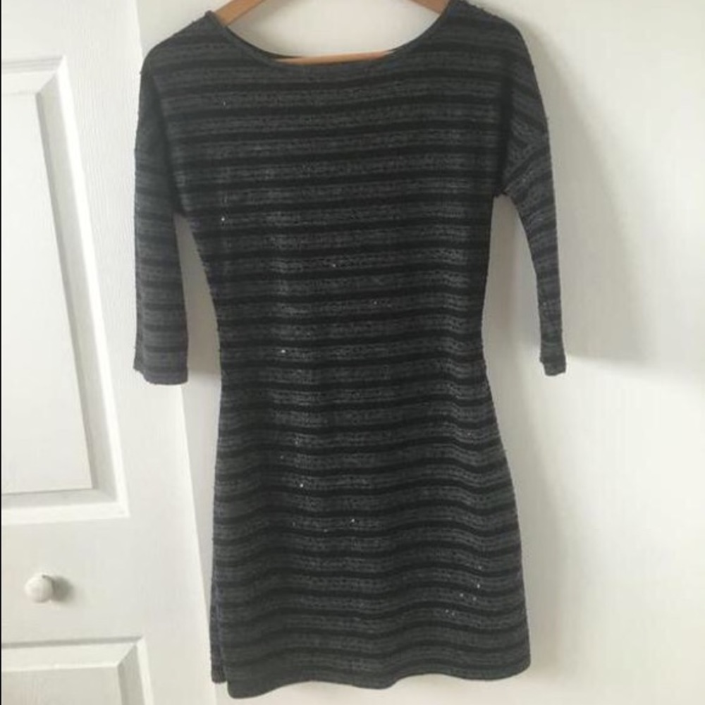 Express black and gray sequined dress! Form fit