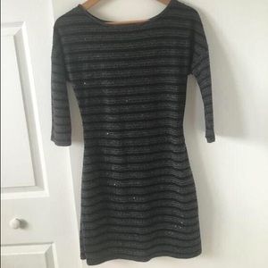 Express black and gray sequined dress! Form fit