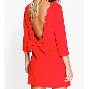 Boohoo red shift dress size 4