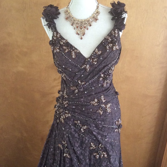 Jovani brown couture dress - Picture 3 of 6