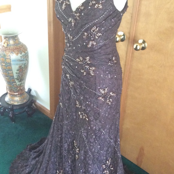 Jovani brown couture dress - Picture 4 of 6