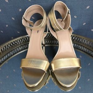 New j. Crew Metallic leather ankle- cuff sandals